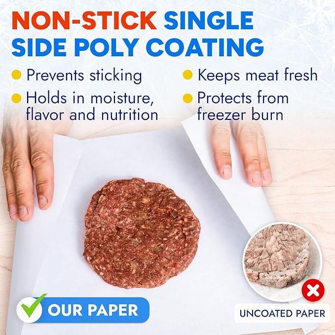 24" x 1200" (100') Made in USA White Freezer Paper Roll – Moisture-Resistant Wrap, Prevents Freezer Burn, Keeps Meat Fresh for up to 1 year – Plastic Coated Paper for Meat, Fish, and Poultry