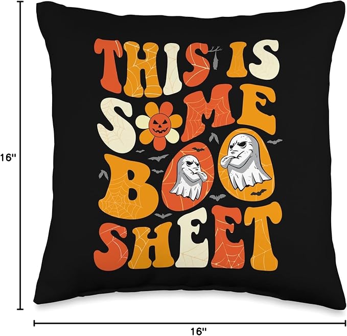 This is Boo Sheet Ghost Retro Halloween Costume men women Throw Pillow