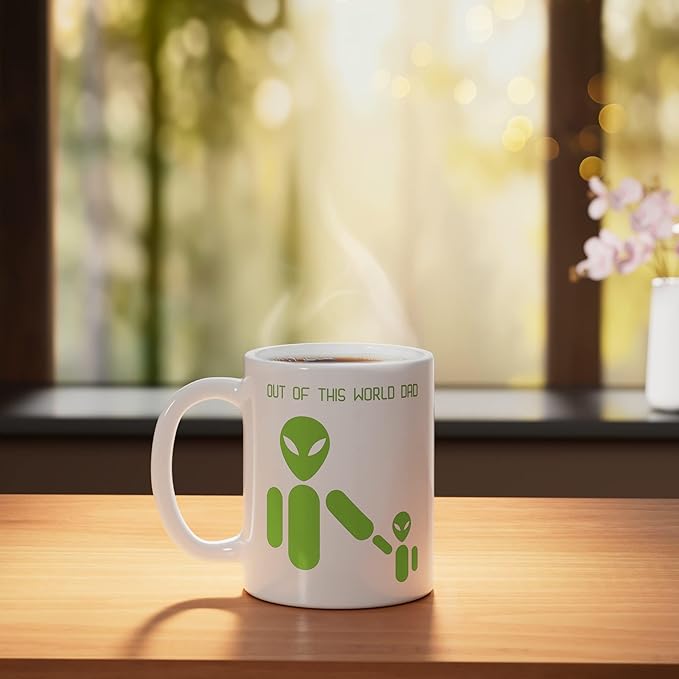 Out of This World Dad (with Space Aliens) Ceramic Mug, White