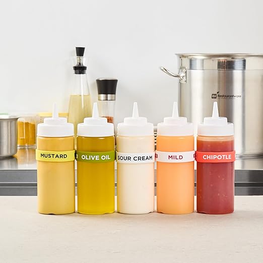 Restaurantware Silicone Squeeze Bottle Bands 1 Count 2.75 Inch Dishwasher Safe Condiment Identification Band, Sour Cream White Non-Slip Label Band for Condiment Labeling at Restaurants, Food Trucks