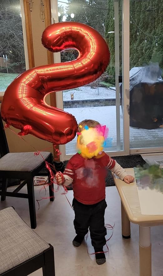 Red Birthday Two Balloons Number, Balloon 2 Numbers for Girl Boy Baby Shower, Numbers 40 Inch for 2 12 22 2025 Graduation Party Wedding Anniversaries Celebration
