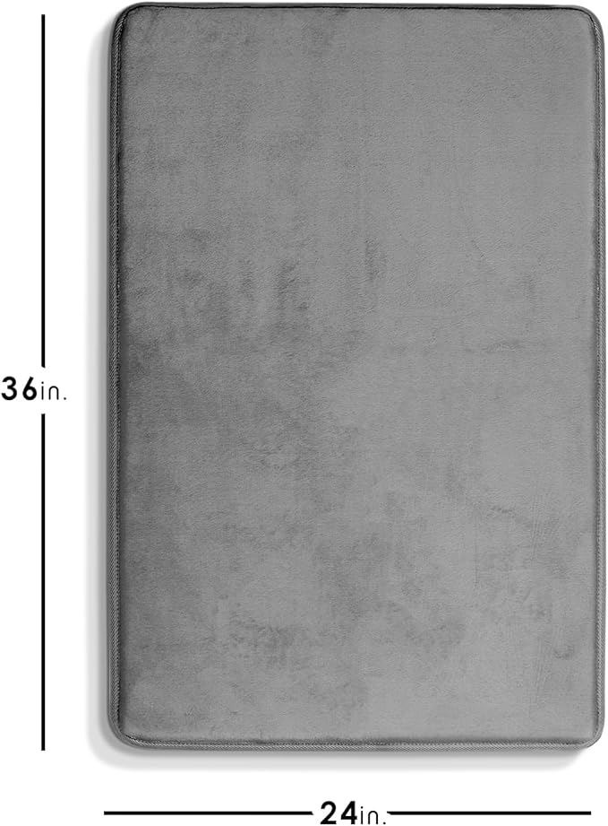 Clara Clark Bathroom Rugs Bath Mat Set, Velvet Memory Foam Bath Mats for Bathroom - Non-Slip, PVC Backing Bath Rugs, Washable Bathroom Rug Mats - Dries Quickly - 24 x 36 Grey