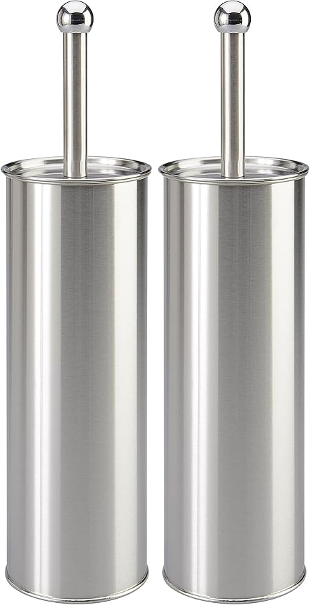 Bath Bliss Stainless Steel, Rust Resistant, Heavy Duty Toilet-Brushes, 2 Pack, Satin