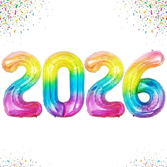 Rainbow Graduation Decorations 2026 | Giant, 42 Inch, Foil 2026 Graduation Balloons Class of 2026 Decorations | 2026 Balloons Number, Graduation Party Decorations | Prom Decorations 2026, Katchon