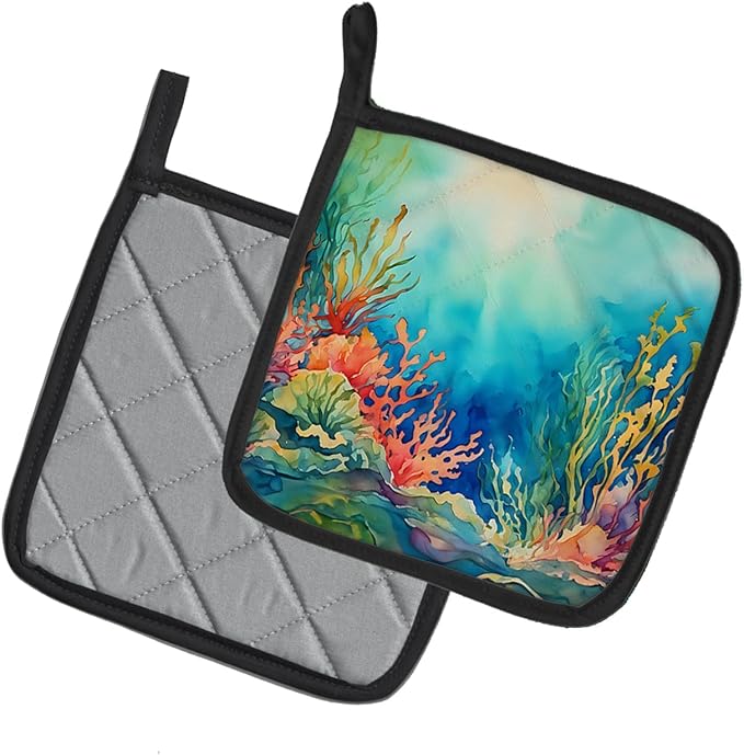 Caroline's Treasures Seaweed Pair of Pot Holders Kitchen Heat Resistant Pot Holders Sets Oven Hot Pads for Cooking Baking BBQ, 7 1/2 x 7 1/2