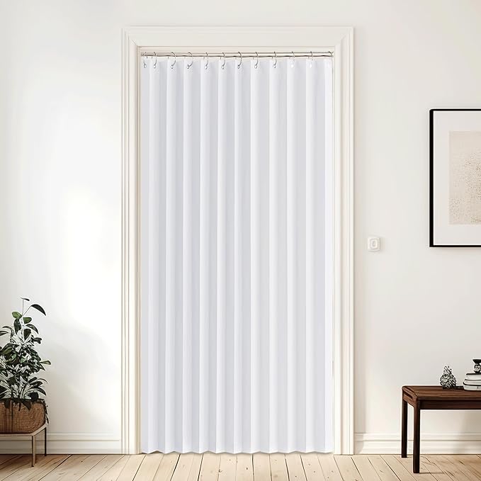 NICETOWN Bedroom Curtains - Home Decor Thermal Curtain Panels Room Darkening Accordion Window Drapes with Hooks for Closet, Doorway Window Covering, 60 W by 80 L, Pure White, 1 PC
