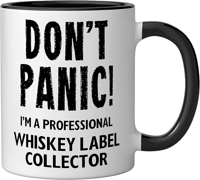 Whiskey Label Collector Ceramic Mug, Black/White