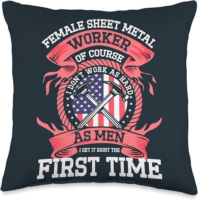 Union Sheet Metal Worker Female Sheet Metal Worker Throw Pillow