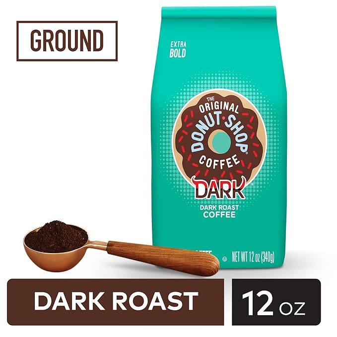 The Original Donut Shop Coffee, Dark, Dark Roast, Ground Coffee, 12 oz Bag (Pack of 2)