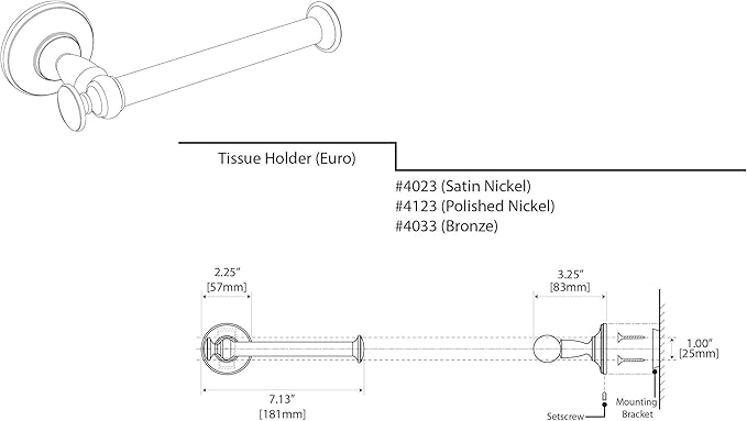 Gatco 4023 Tavern Tissue Holder, Satin Nickel