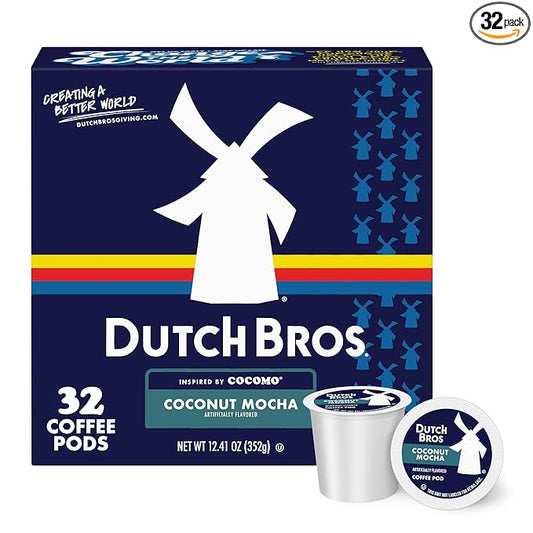 Dutch Bros Coconut Mocha Flavored Coffee inspired by Cocomo®, 32 Count, Medium Roast, Single Serve Coffee Pods for Keurig K-Cup Brewers