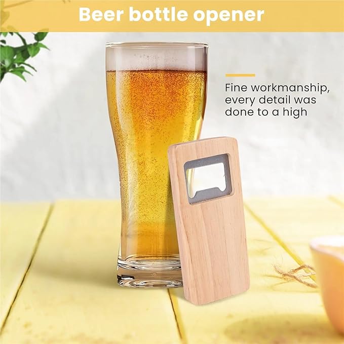 Y31A 20Pcs Wood Beer Bottle Opener Wooden Handle Corkscrew Stainless Steel Openers Bar Kitchen Accessories Gift