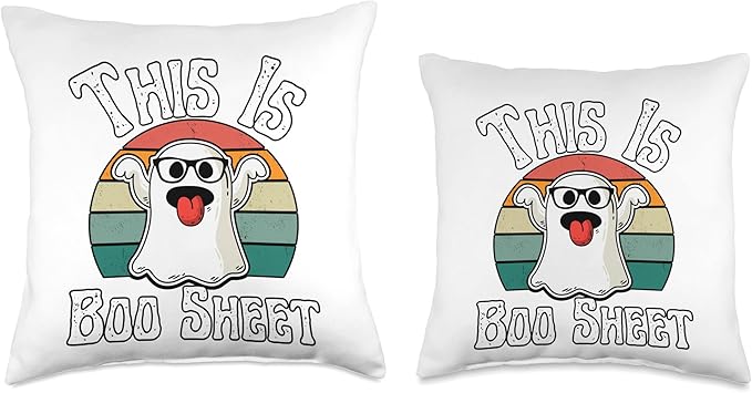 Boo Sheet Ghost Retro Halloween Costume Men Women Throw Pillow