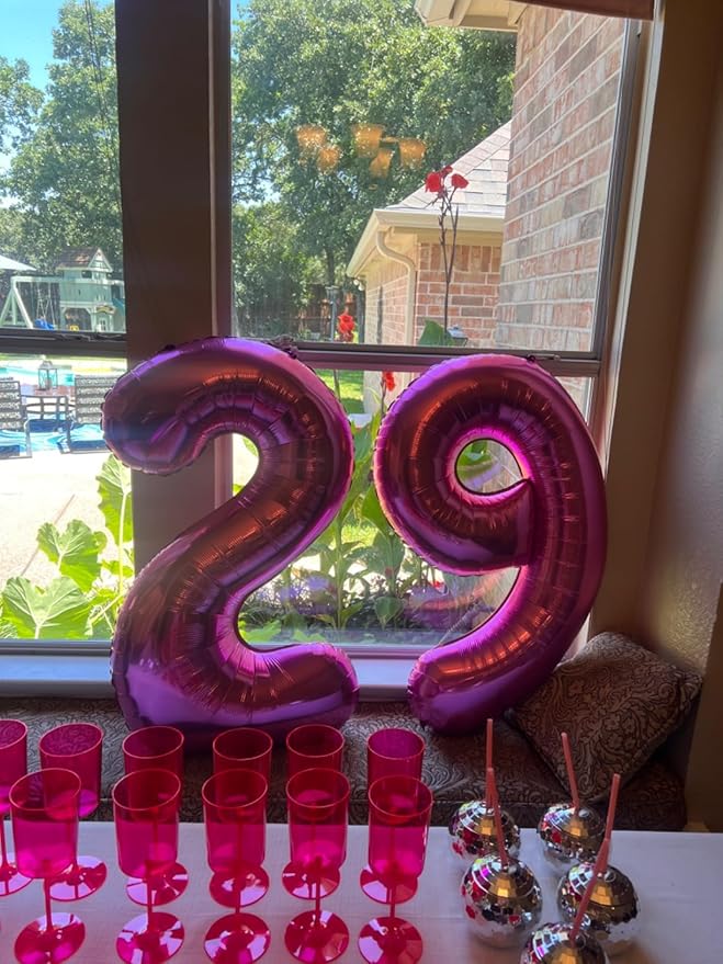 40 Inch Rose Purple Numbers 9 Balloon, Balloons Decorations for 9 19 90 Birthday Party, Engagement, Wedding, Graduations, Photo Shoot Supplies