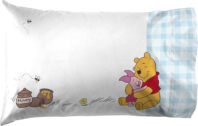 Jay Franco Kids Sheet Set with Fitted, Flat Sheets & Pillow Cover - Ultra-Soft Bedding with Pillowcase for Room Decor, White - Winnie The Pooh, 4 Piece Full