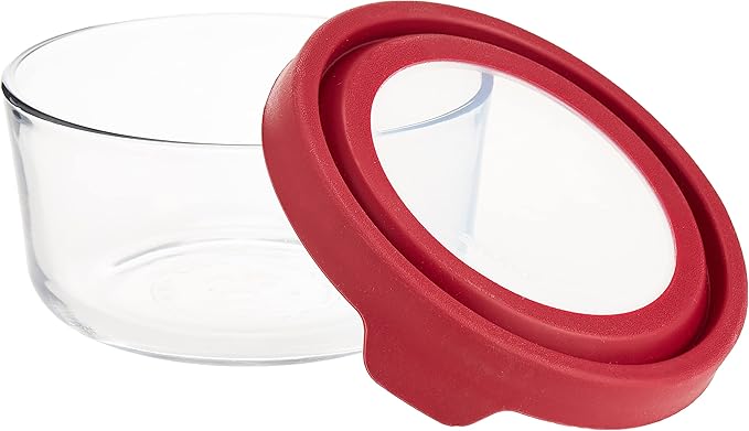 Anchor Hocking TrueSeal Glass Food Storage Container with Airtight Lid, Cherry, 4 Cup