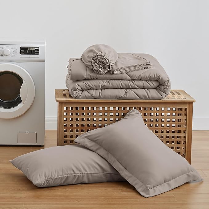 Love's cabin Twin XL Comforter Set Burlwood, 5 Pieces Twin XL Bed in a Bag, All Season Bedding Sets with 1 Comforter, 1 Flat Sheet, 1 Fitted Sheet, 1 Pillowcase and 1 Pillow Sham | Soft, Breathable, Lightweight, Comfortable