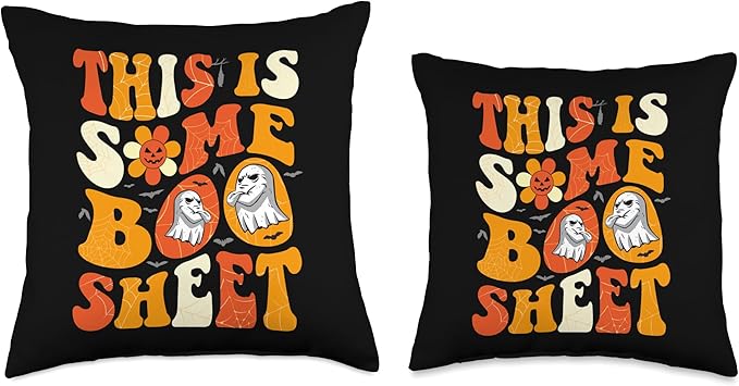 This is Boo Sheet Ghost Retro Halloween Costume men women Throw Pillow