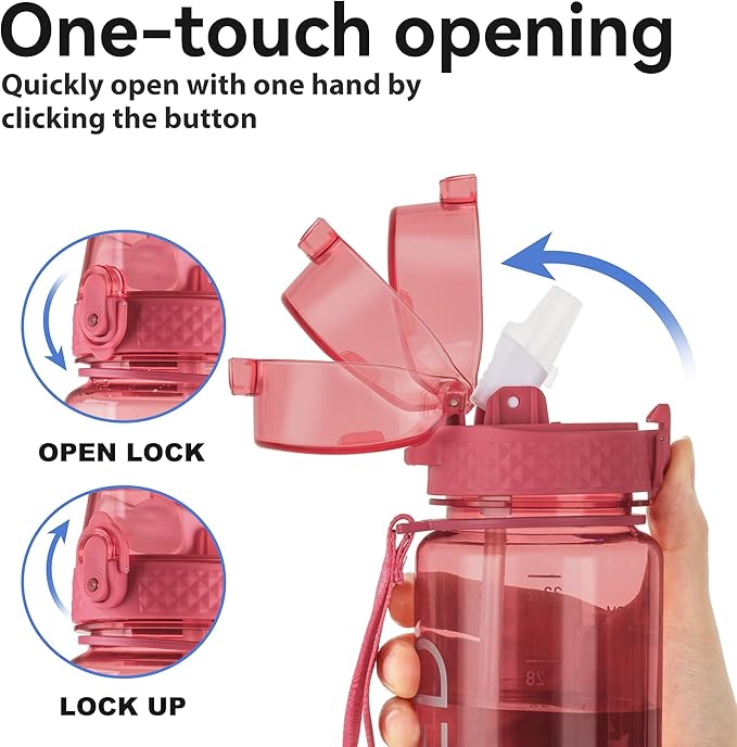 GOPPUS Water Bottle Clear Water Bottles 32oz Motivational with Time Marker Tritan BPA Free Sports Water Bottles Wide Mouth for Gym Travel Home School Office