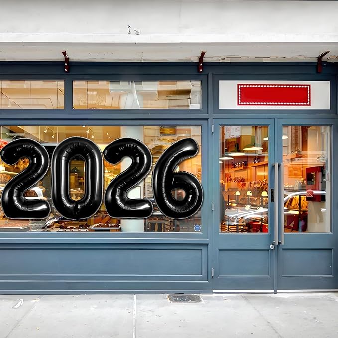 Black 2026 Balloons - 40 inch Number Balloon - Graduation Balloons for Class of 2026 Decorations - Congrats Grad Balloons for Graduation Decorations 2026 - Grad Party Decor Supplies
