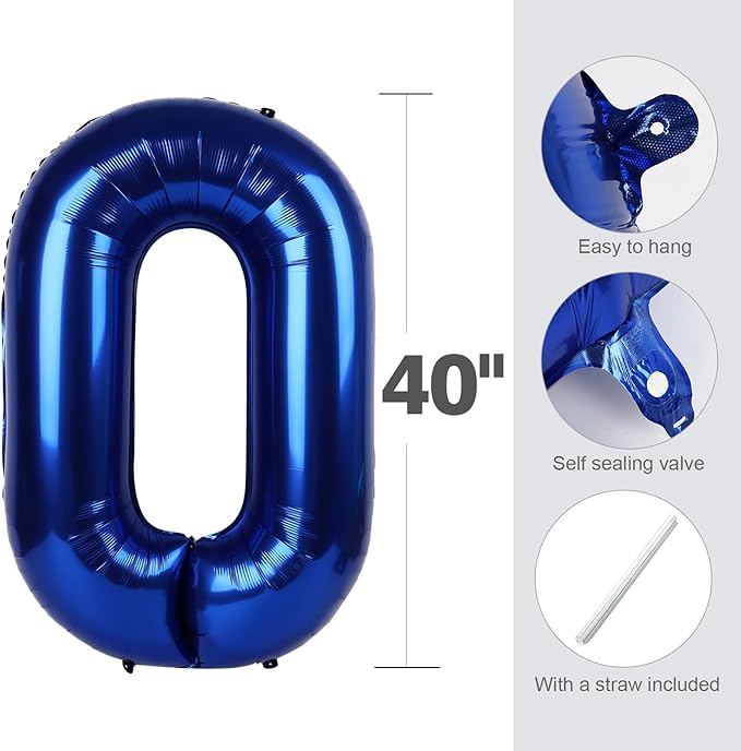1 Balloons Number for First Birthday, Balloon Numbers 40 Inch, Navy Blue Balloon for Baby Shower, Big Baloon for 1, 11, 21, 100 Birthday Wedding Anniversaries Party