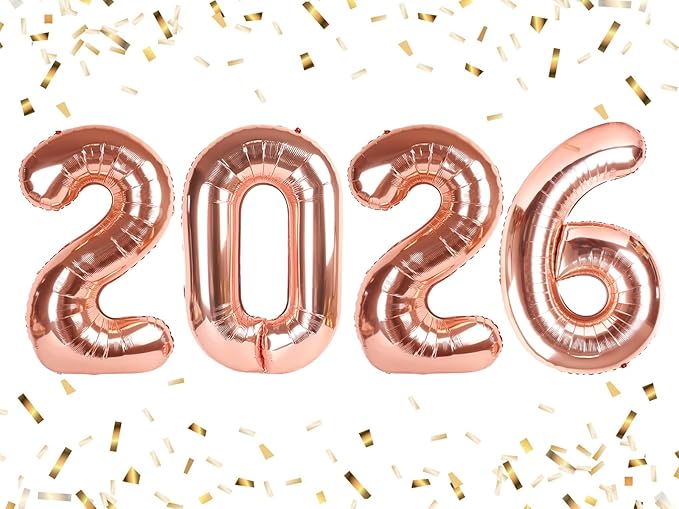 Number 2026 Balloons 40 Inch, Rose Gold Happy New Years Eve Party Decorations, Big Number Balloons for 26 20 for Women Men Birthday Wedding, Anniversaries, Celebration