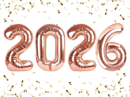 Number 2026 Balloons 40 Inch, Rose Gold Happy New Years Eve Party Decorations, Big Number Balloons for 26 20 for Women Men Birthday Wedding, Anniversaries, Celebration