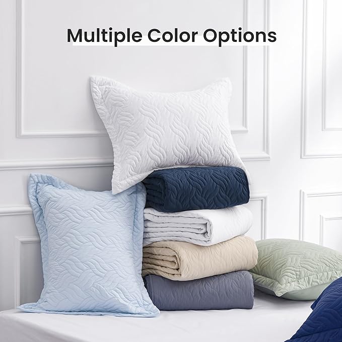 Love's cabin Twin Quilt Set Navy Blue Bedspreads - Soft Bed Summer Lightweight Bedspread Comforter - Modern Style Wave Pattern Coverlet for All Season - 2 Pieces (1 Quilt, 1 Pillow Sham)