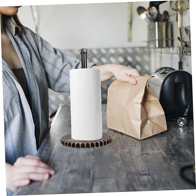 Metal Paper Towel Holder Stand Vintage Industrial Style Iron Dispenser for Paper Towel and Wrap Easy to Install Kitchen Organizer for Use