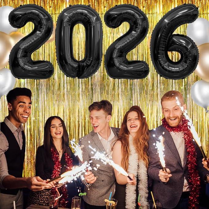 2026 Balloons Black 2026 Balloon Numbers 40 Inch 2026 Numbers for New Year Large Number Balloons 2026 Foil Mylar Balloon for 2026 New Year Eve Party Supplies Birthday Anniversary Graduation Decoration
