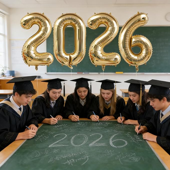 Huge Light Gold 2026 New Year Balloons 40 Inch 2025 Champagne Gold Mylar Foil Helium Number Balloons Christmas New Year Eve Graduation Party Decorations Supplies