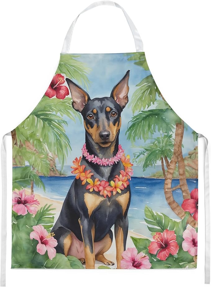 Caroline's Treasures Manchester Terrier Luau Apron Cooking Kitchen Server Baking Crafts Gardening for Adult Women Men, Unisex, Large, Multicolor