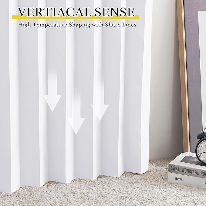 NICETOWN Bedroom Curtains - Home Decor Thermal Curtain Panels Room Darkening Accordion Window Drapes with Hooks for Closet, Doorway Window Covering, 60 W by 80 L, Pure White, 1 PC