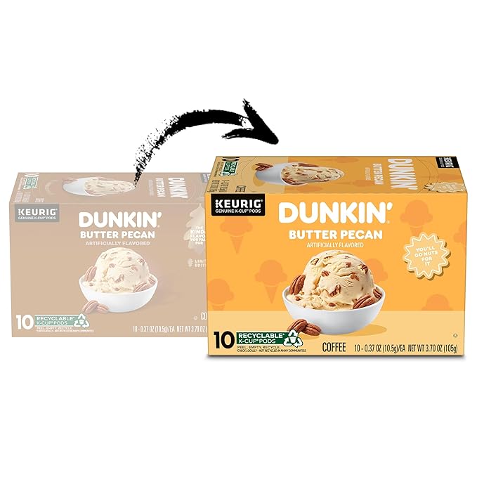 Dunkin’ Butter Pecan Artificially Flavored Coffee, Keurig K-Cup Pods, 10 Count Box