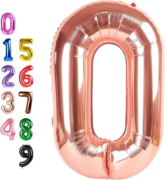 Balloon Numbers 0, 40 Inch Big Rose Gold Balloon Numbers for Birthday Decoration, Baloon for 10 20 30 40 100 2025 Graduation Decor Wedding Anniversaries Party