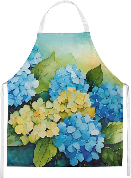 Caroline's Treasures Hydrangeas in Watercolor Apron Cooking Kitchen Server Baking Crafts Gardening for Adult Women Men, Unisex, Large, Multicolor