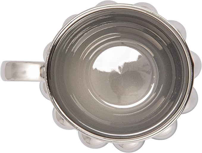 Bloomingville 12-Ounce Stoneware Mug with Ball Edge Saucer, Chrome-Finish