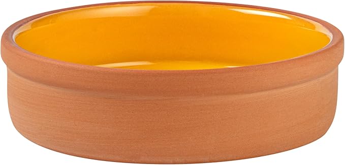 Restaurantware-Terra Tek 8.8 Ounce Terracotta Cazuelas, 2 Yellow Glazed Clay Pots For Cooking - Oven-Ready, Microwavable, Terracotta Serving Pots, Dishwashable, For Cooking And Serving