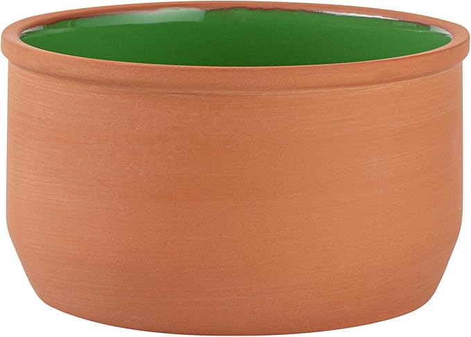 Restaurantware-Terra Tek 34 Ounce Terracotta Cazuelas, 2 Green Glazed Clay Pots For Cooking - Oven-Ready, Microwavable, Terracotta Serving Pots, Dishwashable, For Cooking And Serving