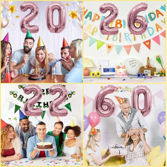 2026 Balloons, New Years Decorations Balloons, Graduation Balloons, Rose Gold Balloons, Birthday Balloon, 2026 Balloon Numbers, Graduation Decorations Class Of 2026 Graduation Party Decorations 2026