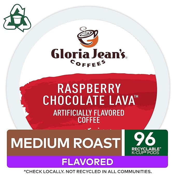 Gloria Jean's Raspberry Chocolate Lava Keurig Single-Serve K-Cup Pods, Medium Roast Coffee, 96 Count