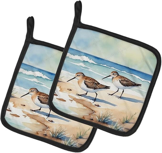 Caroline's Treasures Sandpipers Hunting Pair of Pot Holders Kitchen Heat Resistant Pot Holders Sets Oven Hot Pads for Cooking Baking BBQ, 7 1/2 x 7 1/2