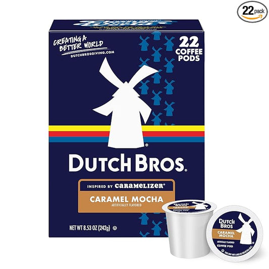 Dutch Bros Caramel Mocha Flavored Coffee inspired by Caramelizer®, 22 Count, Medium Roast, Single Serve Coffee Pods for Keurig K-Cup Brewers