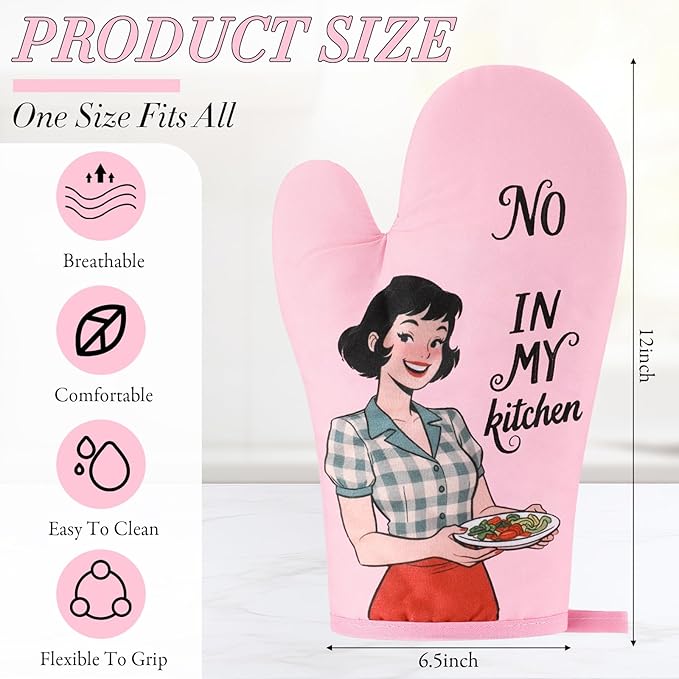 LemonRoad 12 Pcs Oven Mitt, Funny Kitchen Cooking Oven Mitts, Pink Kitchen Accessories, Cute Baker Stuff, House Warming Gifts New Home Mothers Day Birthday Present for Women Mom