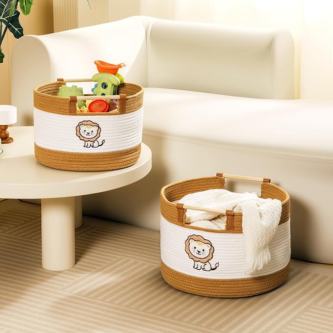 Toy Storage Bin Box for Kids Stuffed Animal Storage Basket for Blanket Baskets Living Room Cotton Rope Woven Baskets for Babies Toddlers Laundry Hamper for Nursery Play Room, Boys Gift Baskets Empty
