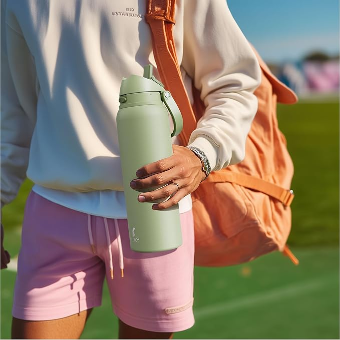 40 oz Insulated Water Bottle with Straw: Meoky Stainless Steel Metal Water Bottle with 2-in-1 Lid - Leak Proof, Cold for 24 Hours, Protective Silicone Base, BPA-Free for Gym Sports, Periwinkle