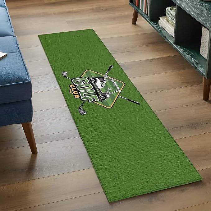 Runner Rug for Bedroom Hallway, Golf Club Sports Kitchen Runner Rugs Area Rug 2x6ft, Green Washable Soft Floor Carpet for Entryway Stair