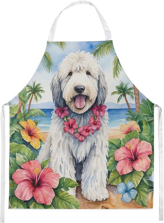 Caroline's Treasures Komondor Luau Apron Cooking Kitchen Server Baking Crafts Gardening for Adult Women Men, Unisex, Large, Multicolor