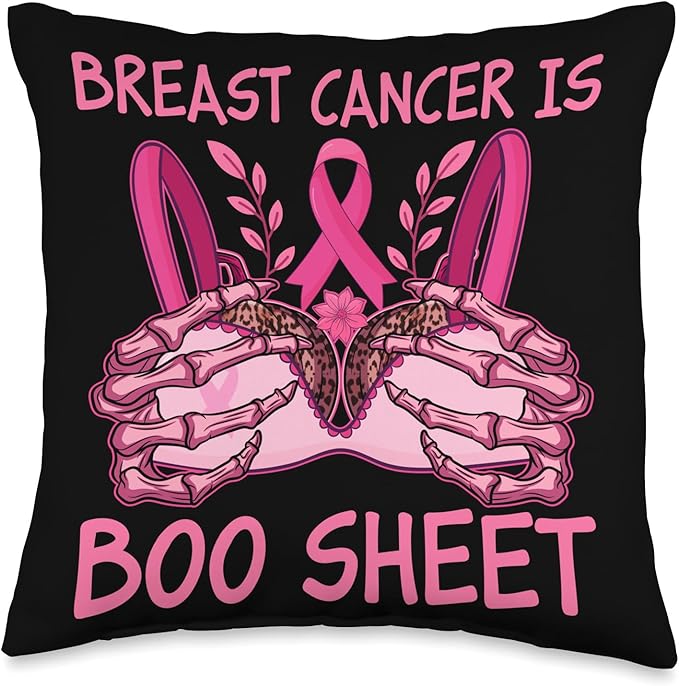 Breast Cancer ist Boo Sheet Halloween Wife Women Pink Throw Pillow, 16x16, Multicolor