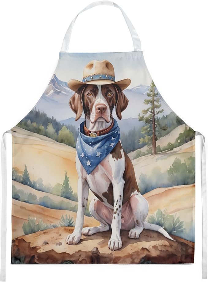 Caroline's Treasures Pointer Cowboy Welcome Apron Cooking Kitchen Server Baking Crafts Gardening for Adult Women Men, Unisex, Large, Multicolor
